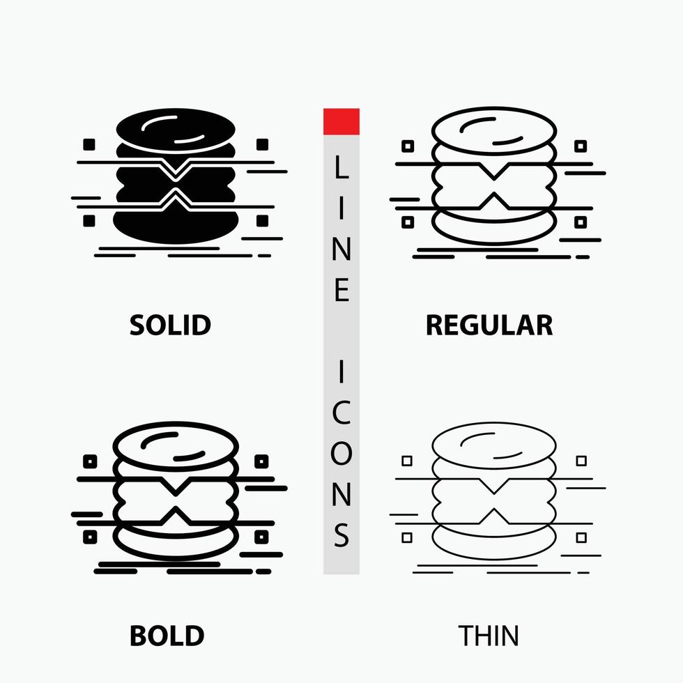 base de dados. dados. arquitetura. infográficos. ícone de monitoramento em fino. regular. linha em negrito e estilo de glifo. ilustração vetorial vetor