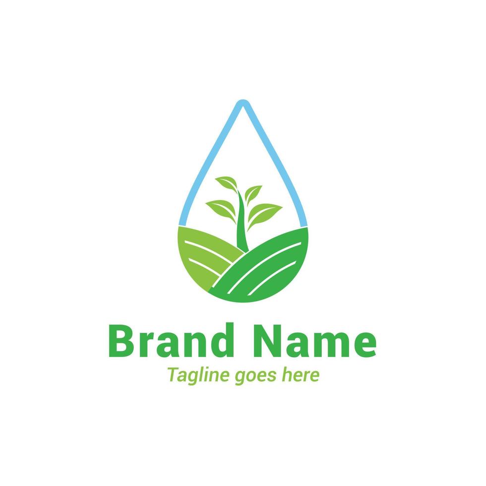 logotipo de agricultura com design de gota de água vetor