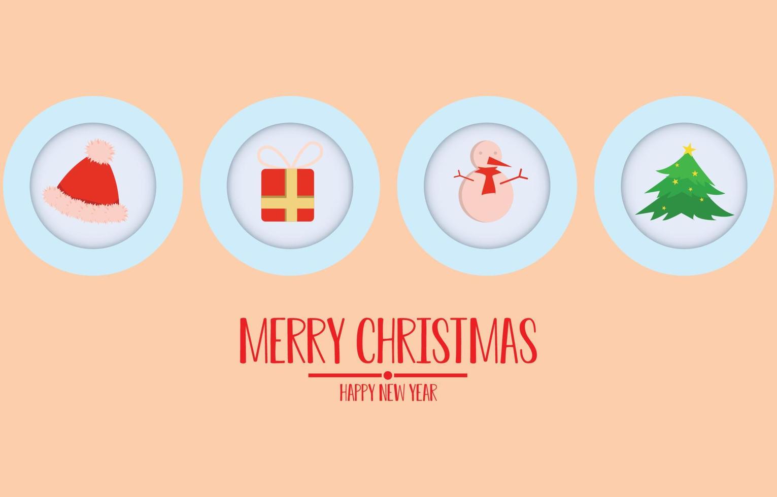 cartão crcle hang tag com mensagem de feliz natal e feliz ano novo. fundo com moldura em branco decorada, ilustração vetorial de inverno vetor