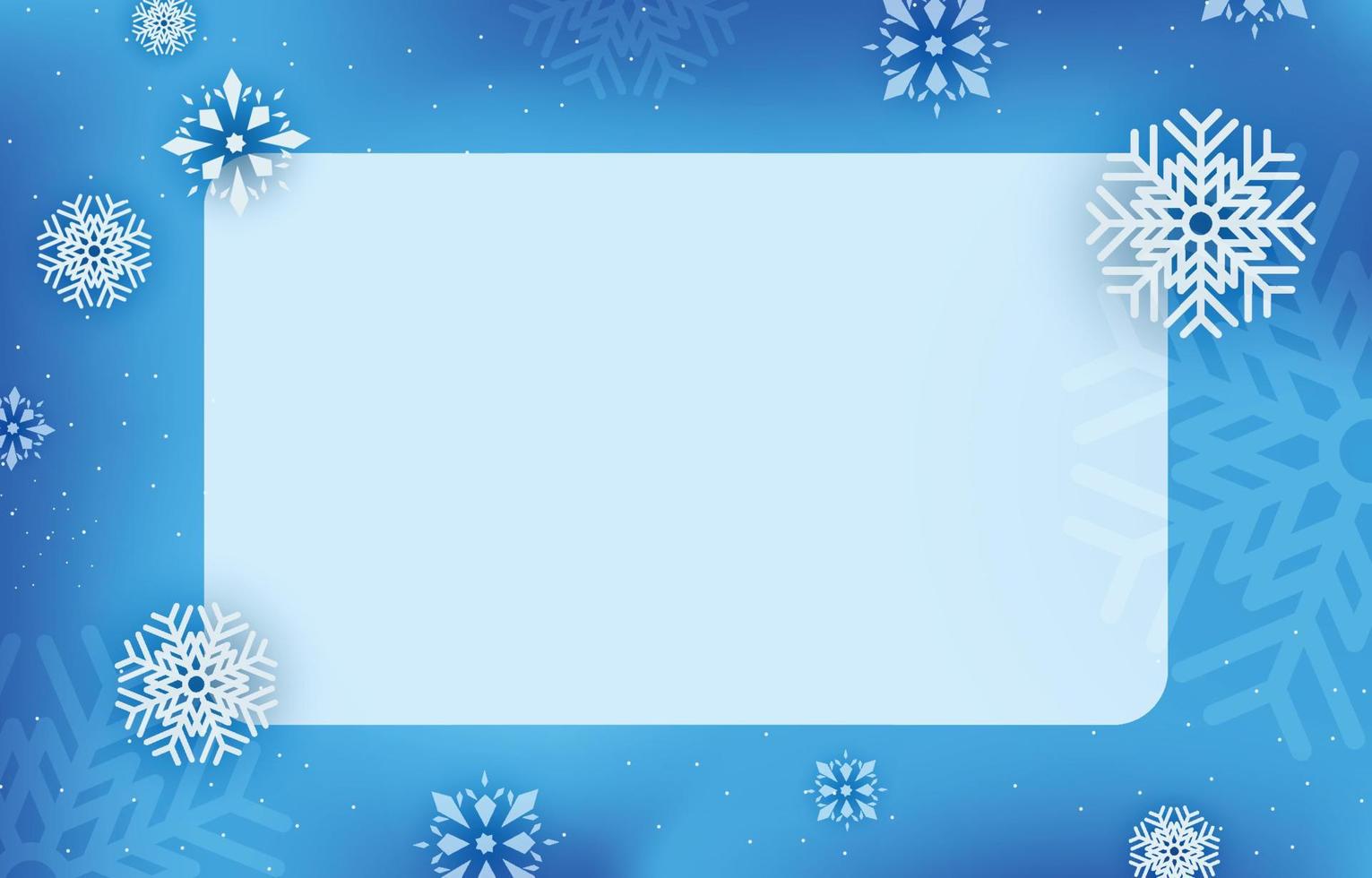 rótulo quadrado em branco azul claro decorado com flocos de neve, ilustração vetorial de inverno, natal e ano novo. vetor