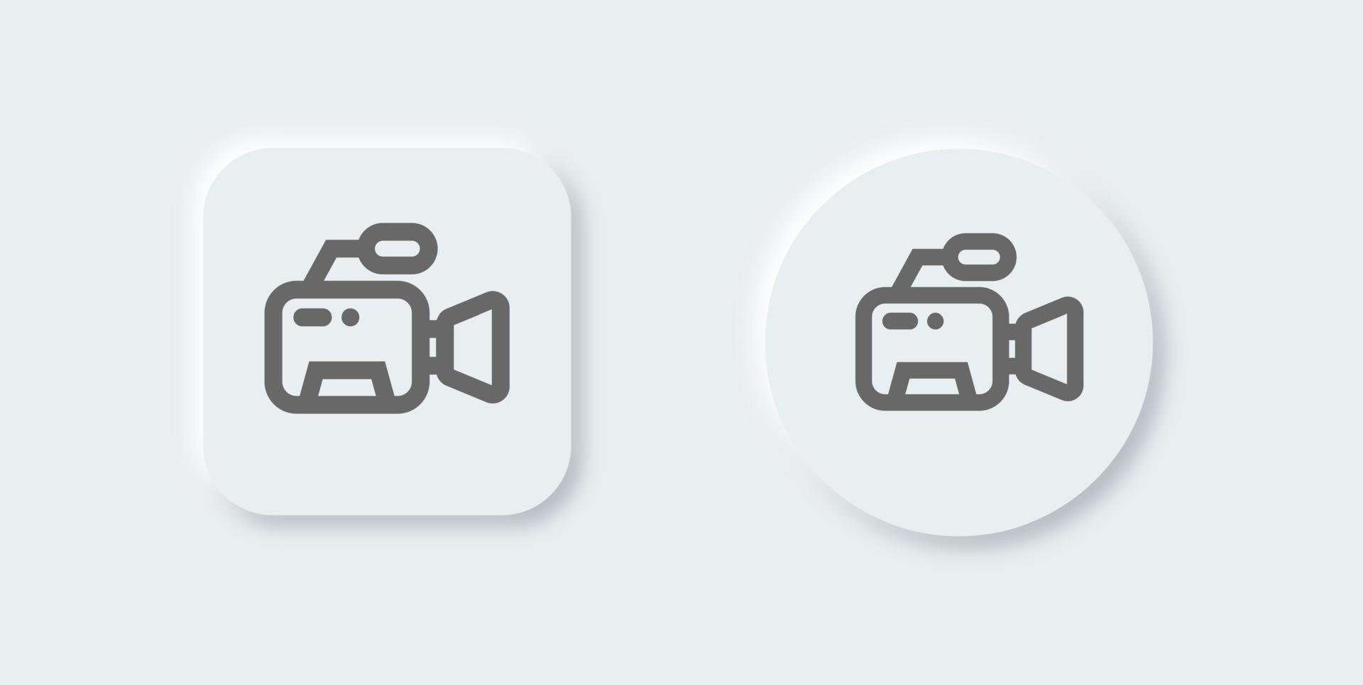 ícone de linha de câmera de vídeo no estilo de design neomórfico. equipamento de filme assina ilustração vetorial. vetor