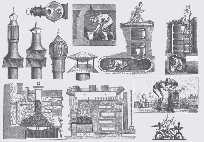 Ilustrações vintage Chimney vetor