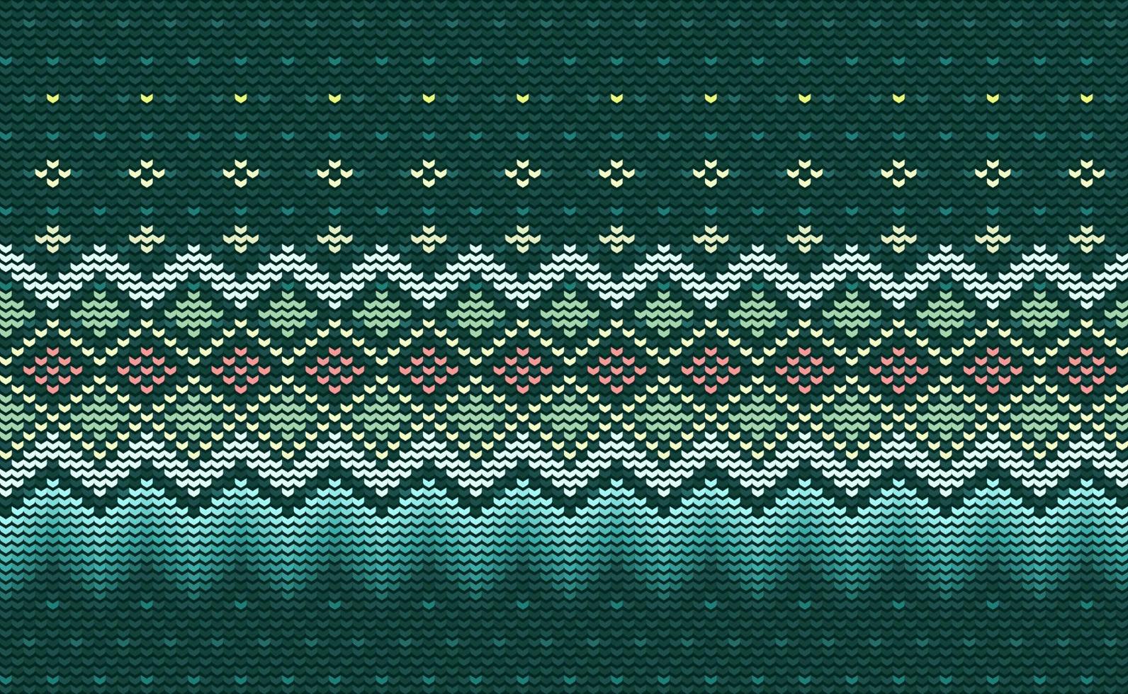 padrão étnico de malha abstrato, fundo asteca de bordado vetorial, estilo de crochê de cultura de ponto cruz verde vetor