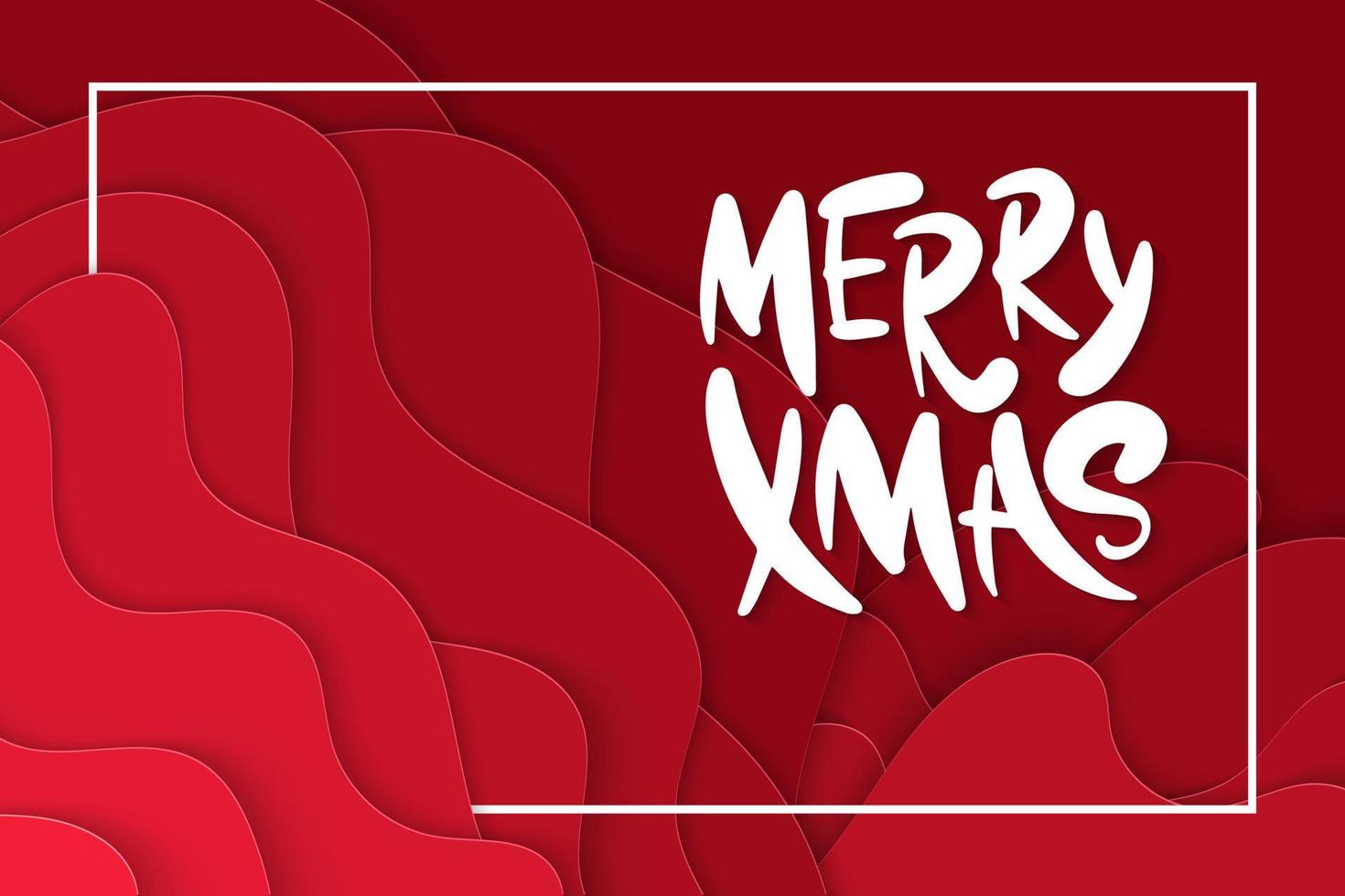 fundo vetorial com formas de corte de papel de cor vermelha profunda. 3d abstrato feliz natal, letras de natal, layout de design para cartões, cartazes, estampas, decoração, banners, convites. vetor