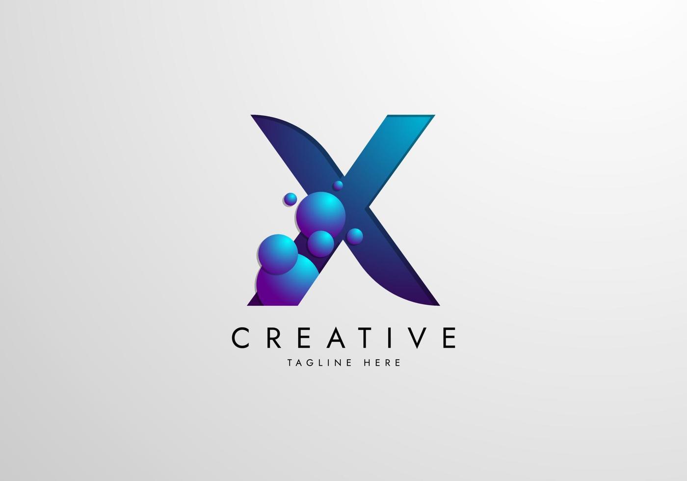 letra x logotipo combinado com bolhas coloridas gradientes, modelo de design de logotipo vetor