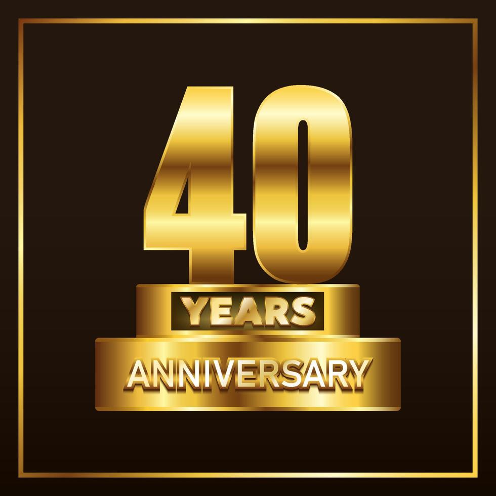 Troféu de logotipo de aniversário de 40 anos. design de emblema de celebração de aniversário de ouro para livreto, panfleto, revista, folheto, cartaz, web, convite ou cartão de felicitações. ilustração vetorial vetor