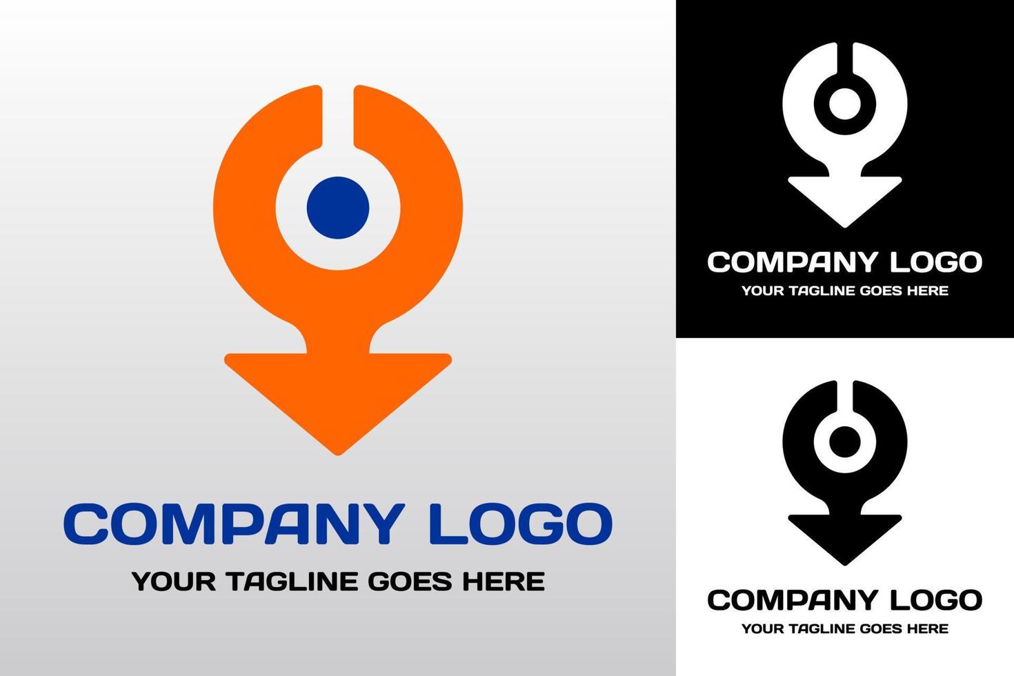 logotipo da empresa com forma de seta para baixo vetor