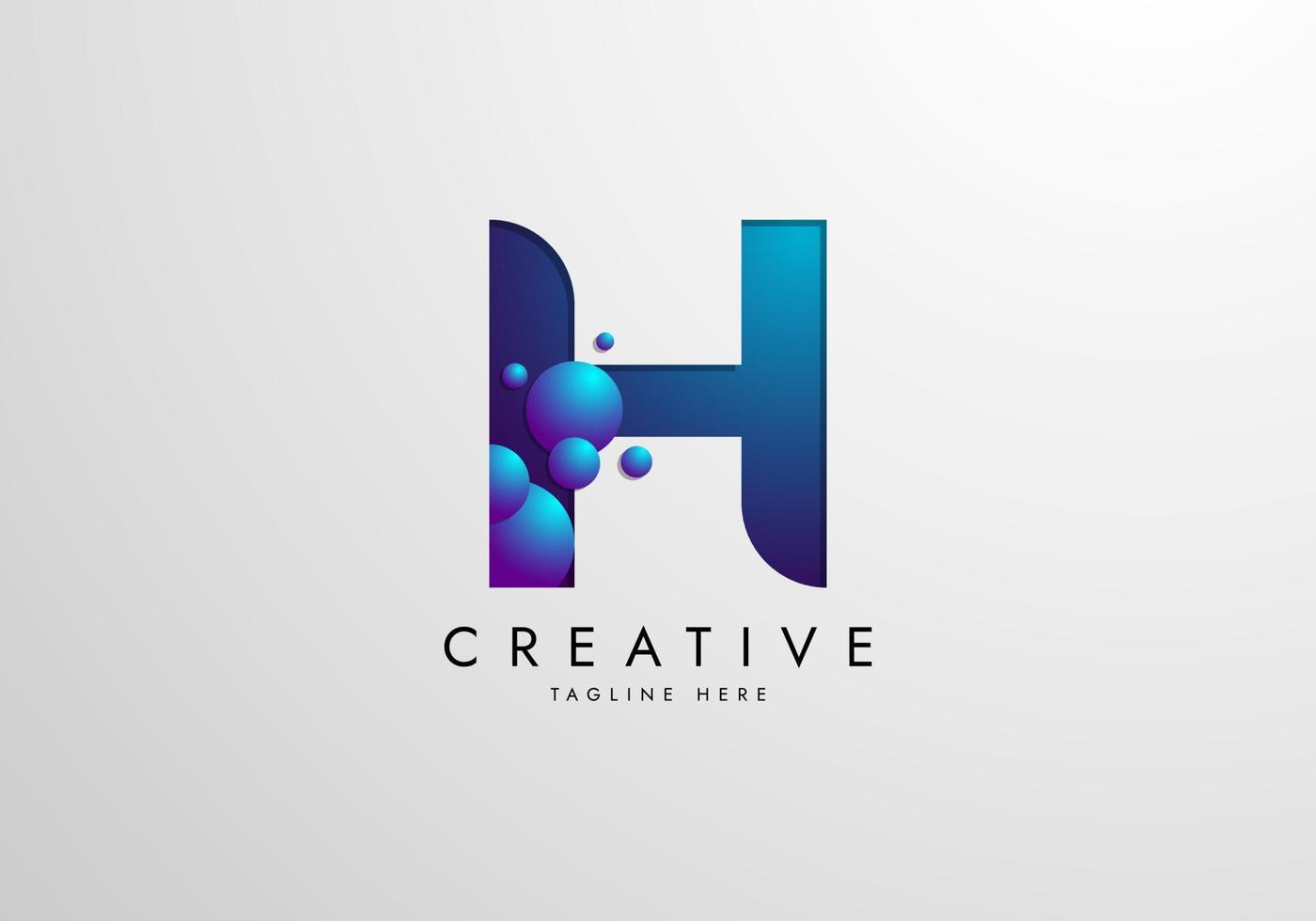 logotipo da letra h combinado com bolhas coloridas gradientes, modelo de design de logotipo vetor