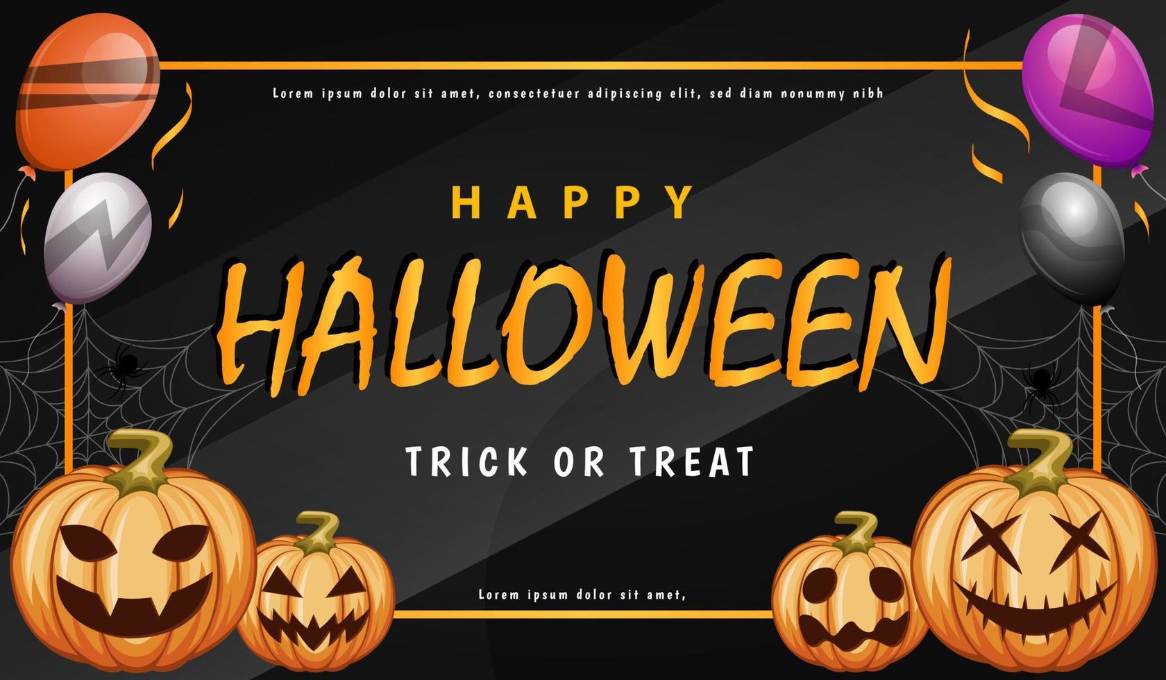 feliz dia das bruxas banner ou fundo de convite de festa com elemento de halloween, ilustração vetorial para cartaz, banner, cartão, cartão postal, eps 10 vetor