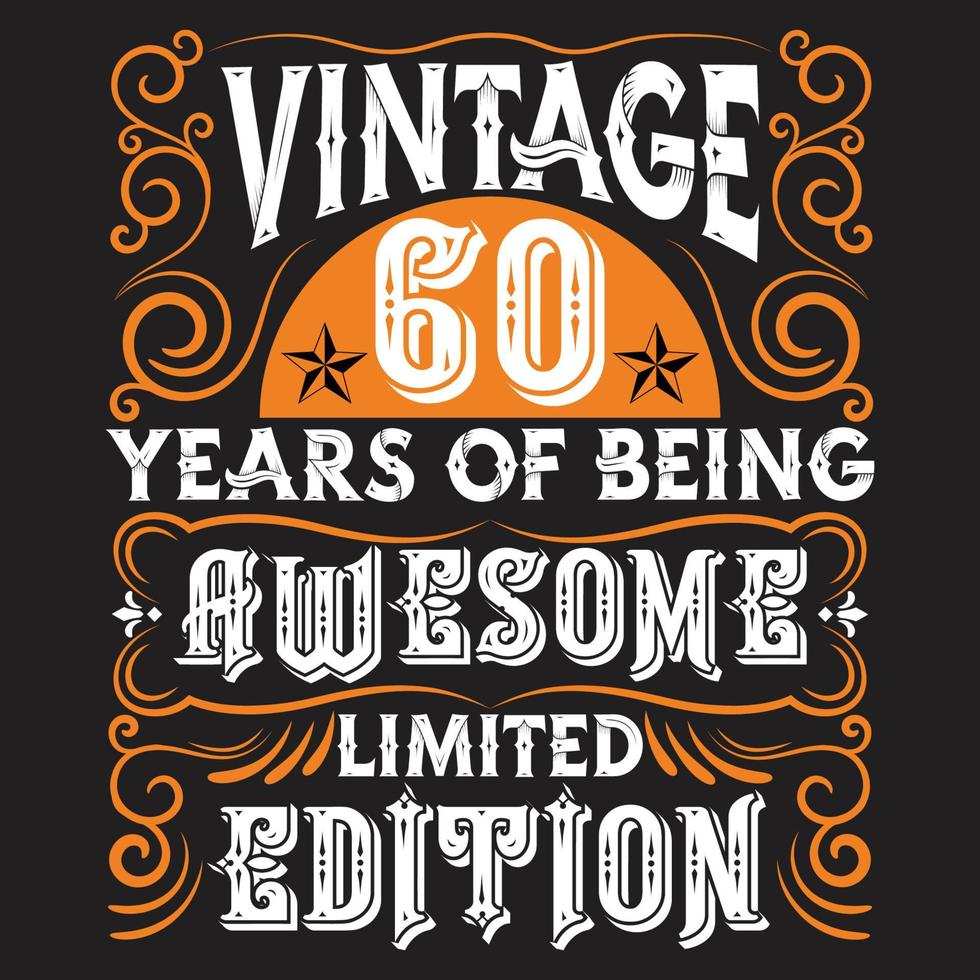 design de camiseta de tipografia de aniversário vintage vetor