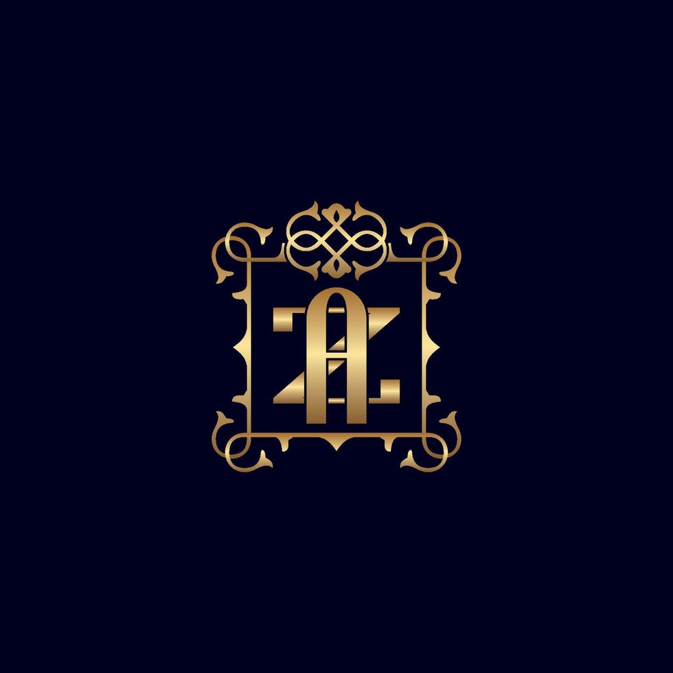 az ou za logotipo de luxo real ornamentado em ouro vetor