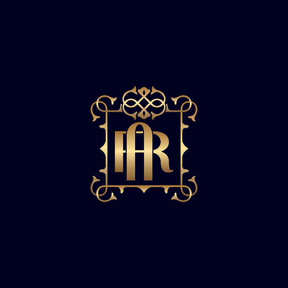 logotipo de luxo real ornamentado de ouro ar ou ra vetor
