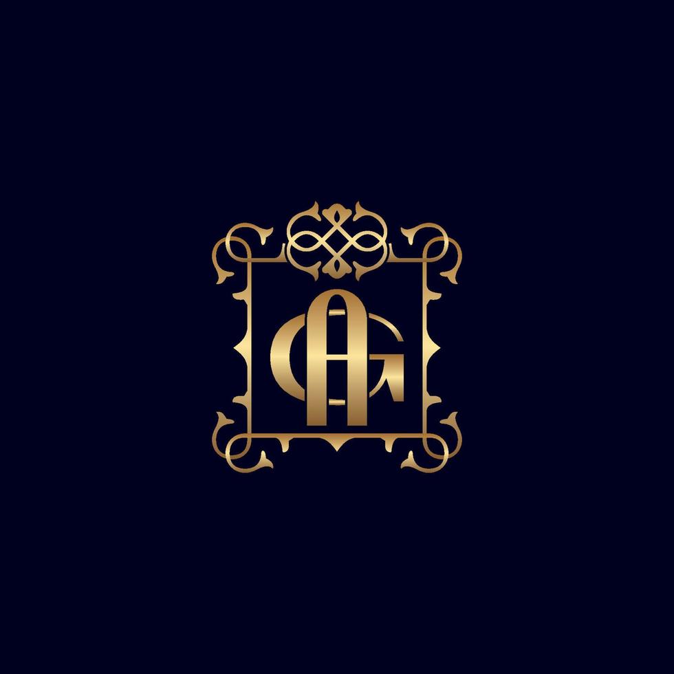ag ou ga logotipo de luxo real ornamentado em ouro vetor