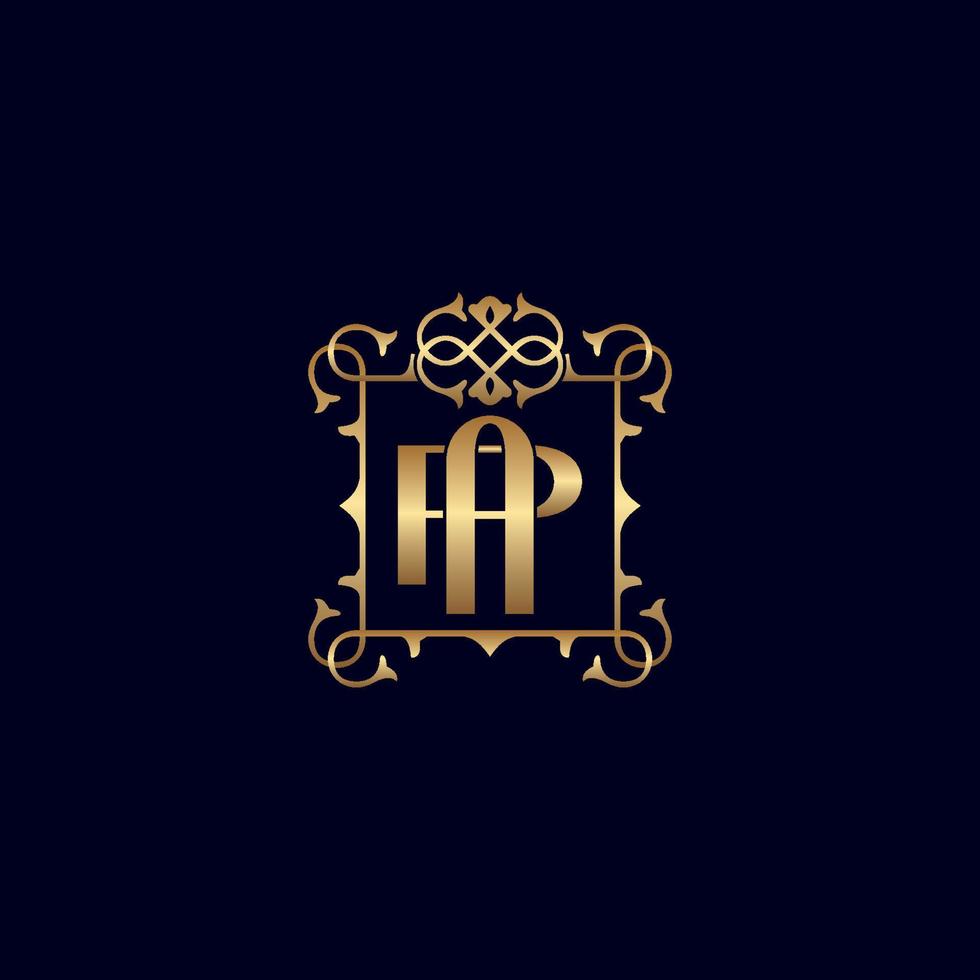 ap ou pa logotipo de luxo real ornamentado em ouro vetor