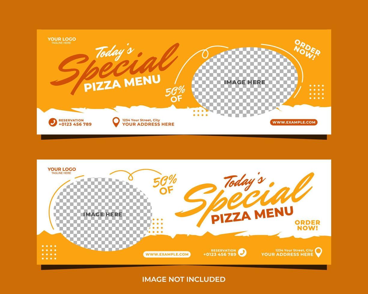 design de modelo de banner de menu de pizza especial vetor