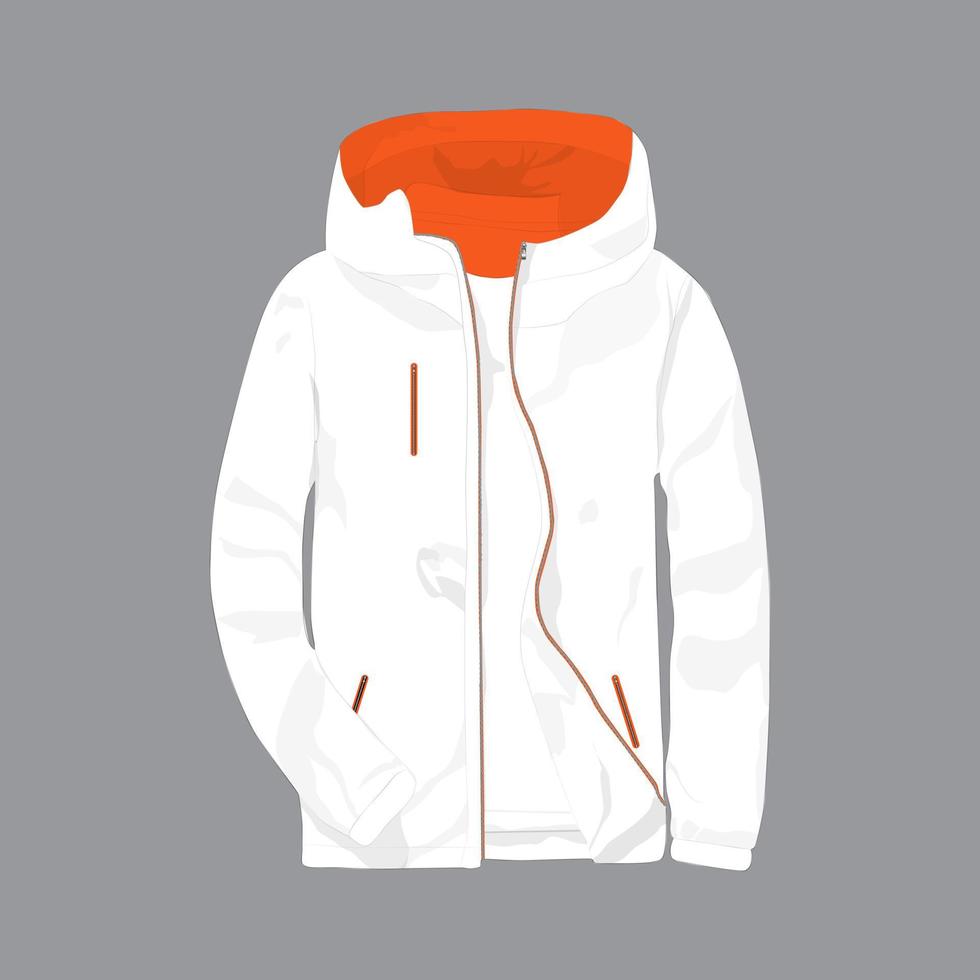 ilustração vetorial de maquete de jaqueta de capuz branco vetor