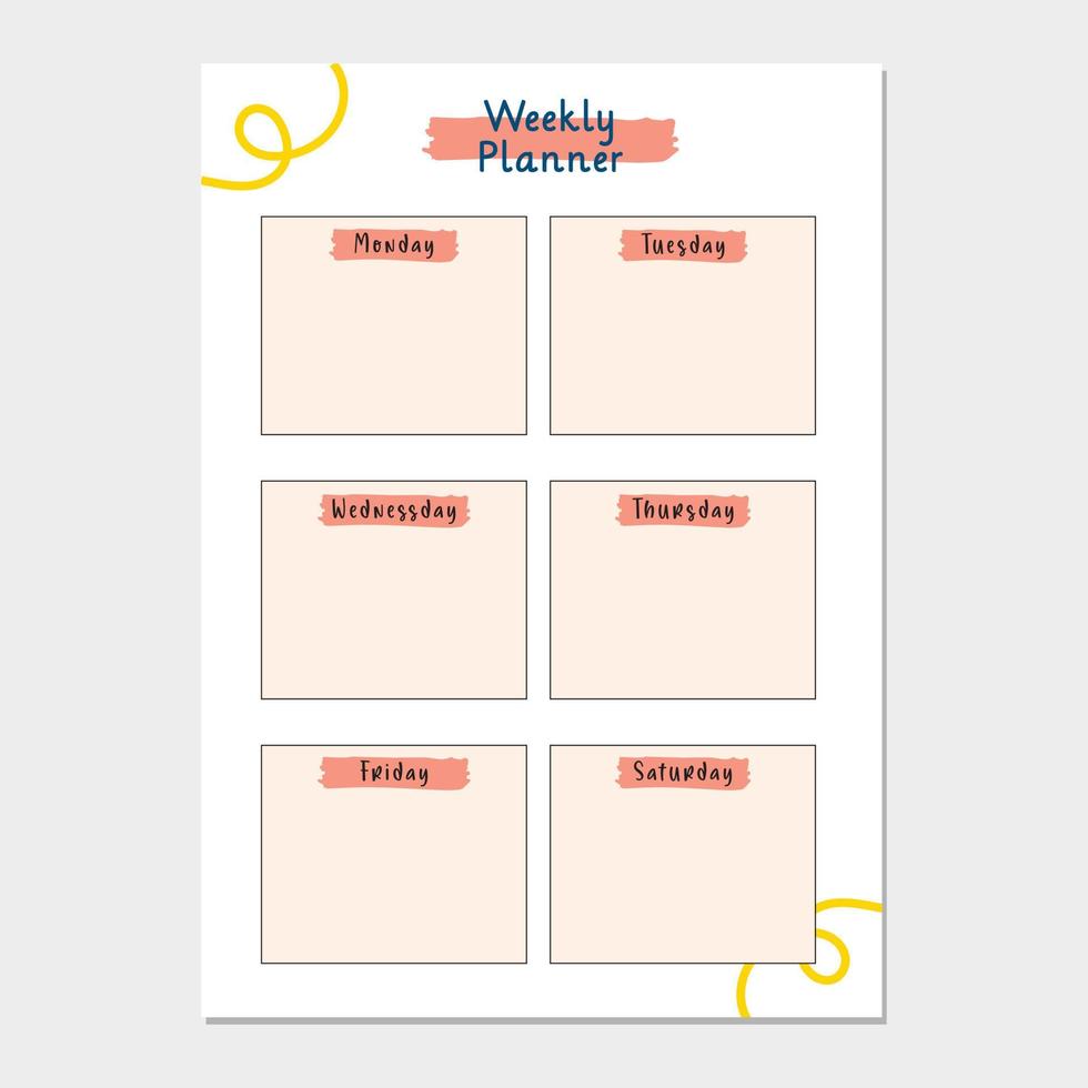 modelo de vetor planejador semanal