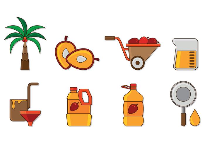 Conjunto de ícones de óleo de palma vetor
