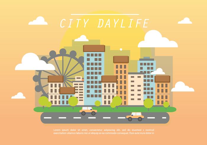 Fundo plano do vetor da Cidade Daylife