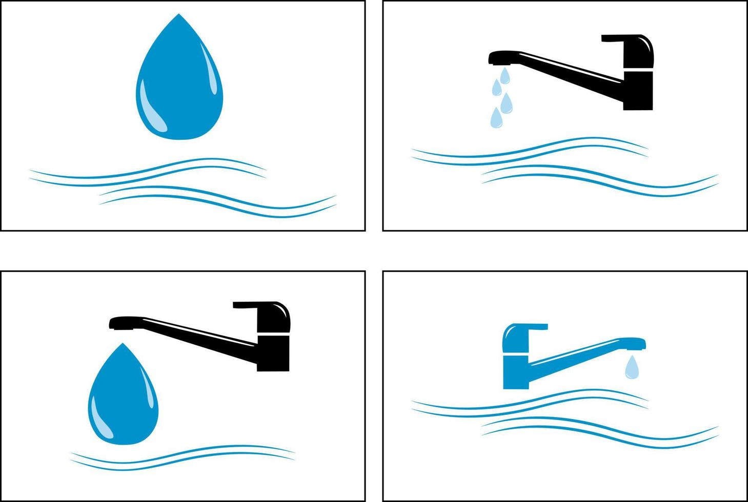 símbolos do logotipo relacionados à água ou encanamento. torneira com água e uma gota. design gráfico. vetor