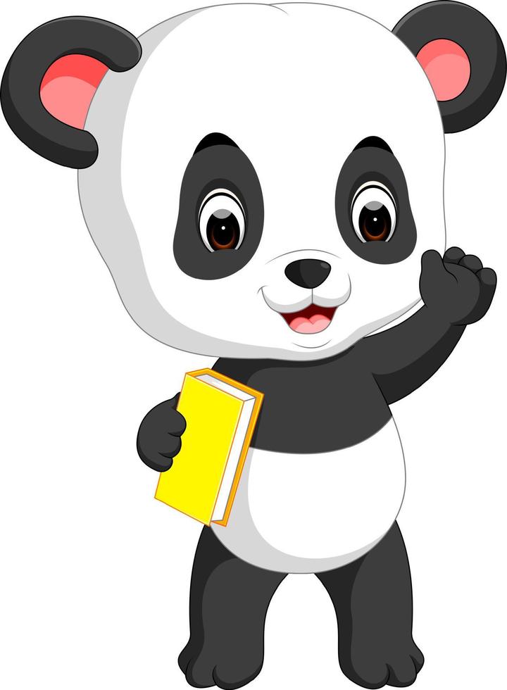 panda fofo segurando lápis e livro vetor
