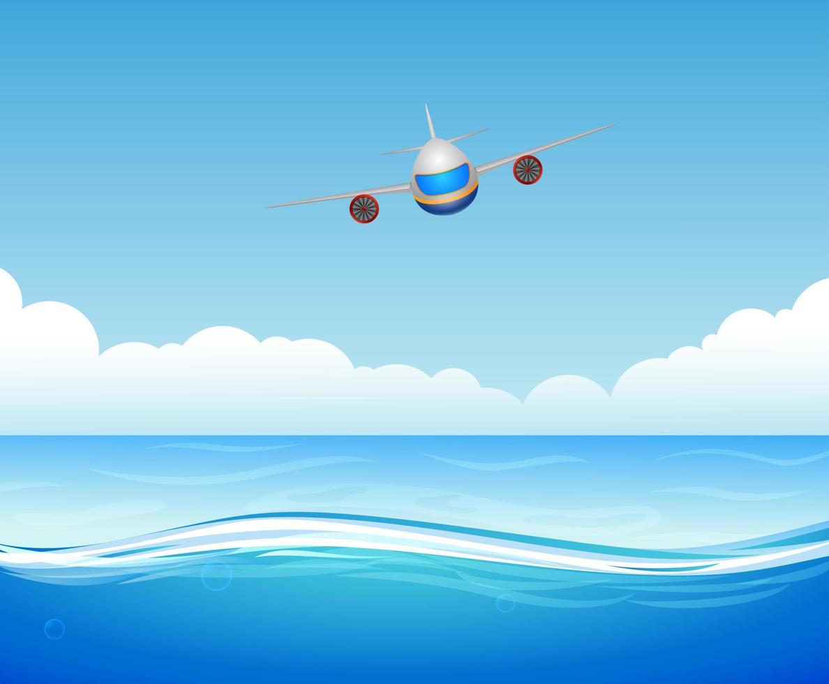 avião voando sobre o mar vetor