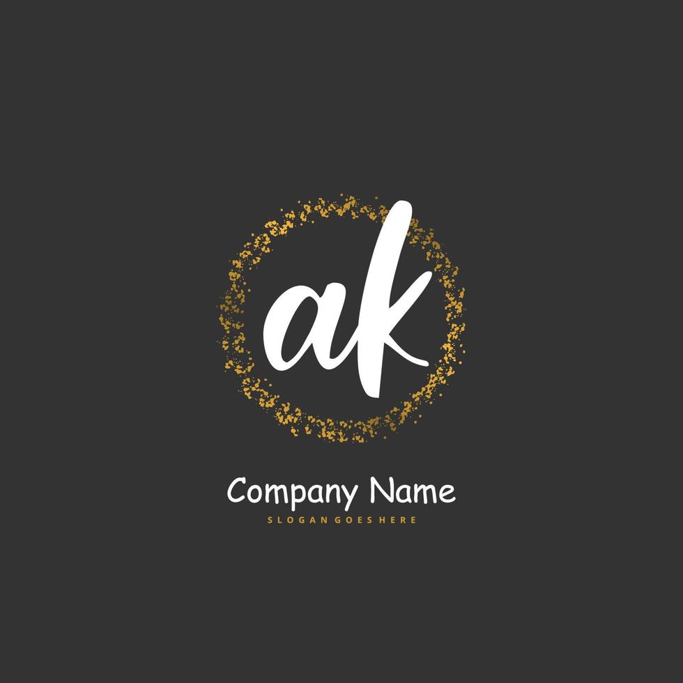 ak caligrafia inicial e design de logotipo de assinatura com círculo. logotipo manuscrito de design bonito para moda, equipe, casamento, logotipo de luxo. vetor