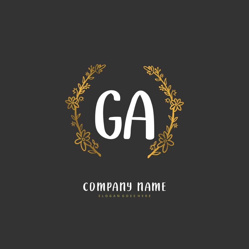 ga caligrafia inicial e design de logotipo de assinatura com círculo. logotipo manuscrito de design bonito para moda, equipe, casamento, logotipo de luxo. vetor