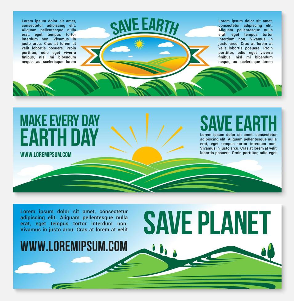 vetor salvar banners de natureza do planeta para o dia da terra