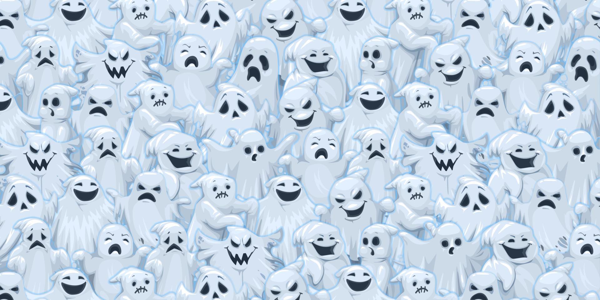 fundo padrão de personagens fantasmas de halloween vetor