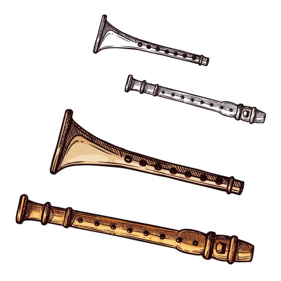 ícone de desenho vetorial flauta tubo instrumento musical vetor