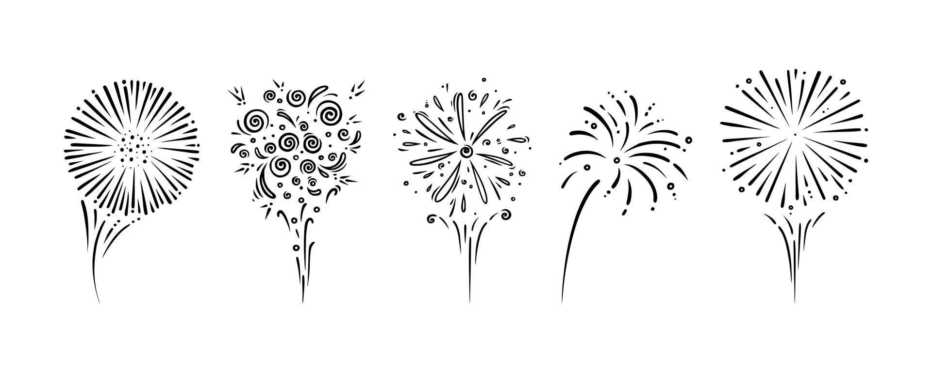 composição de fogos de artifício com imagens de doodle de pontos de fogos  de artifício de estilo desenhado à mão de desenho de forma diferente  6207107 Vetor no Vecteezy