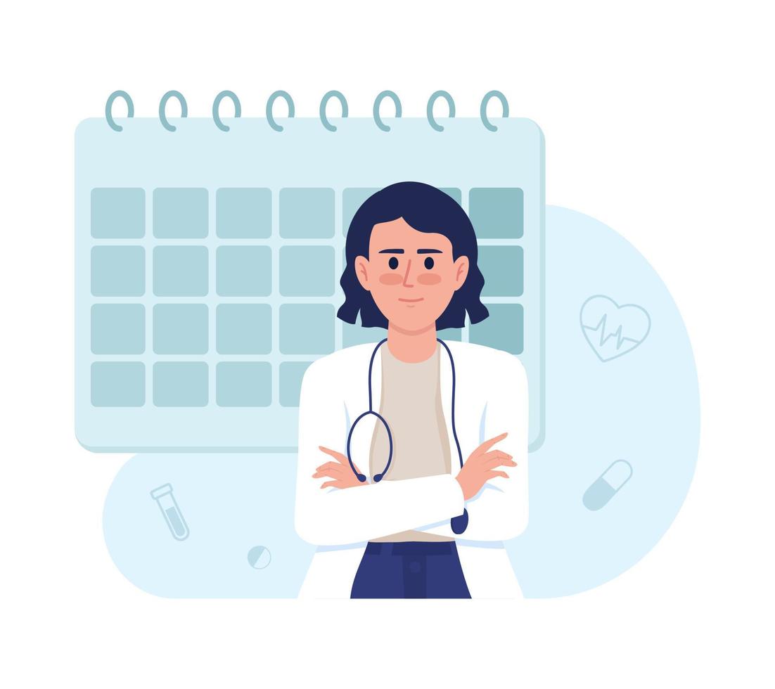 agendar consulta médica 2d ilustração em vetor isolado. personagens planas de serviço de saúde em fundo de desenho animado. planejando cena editável colorida para celular, site, apresentação