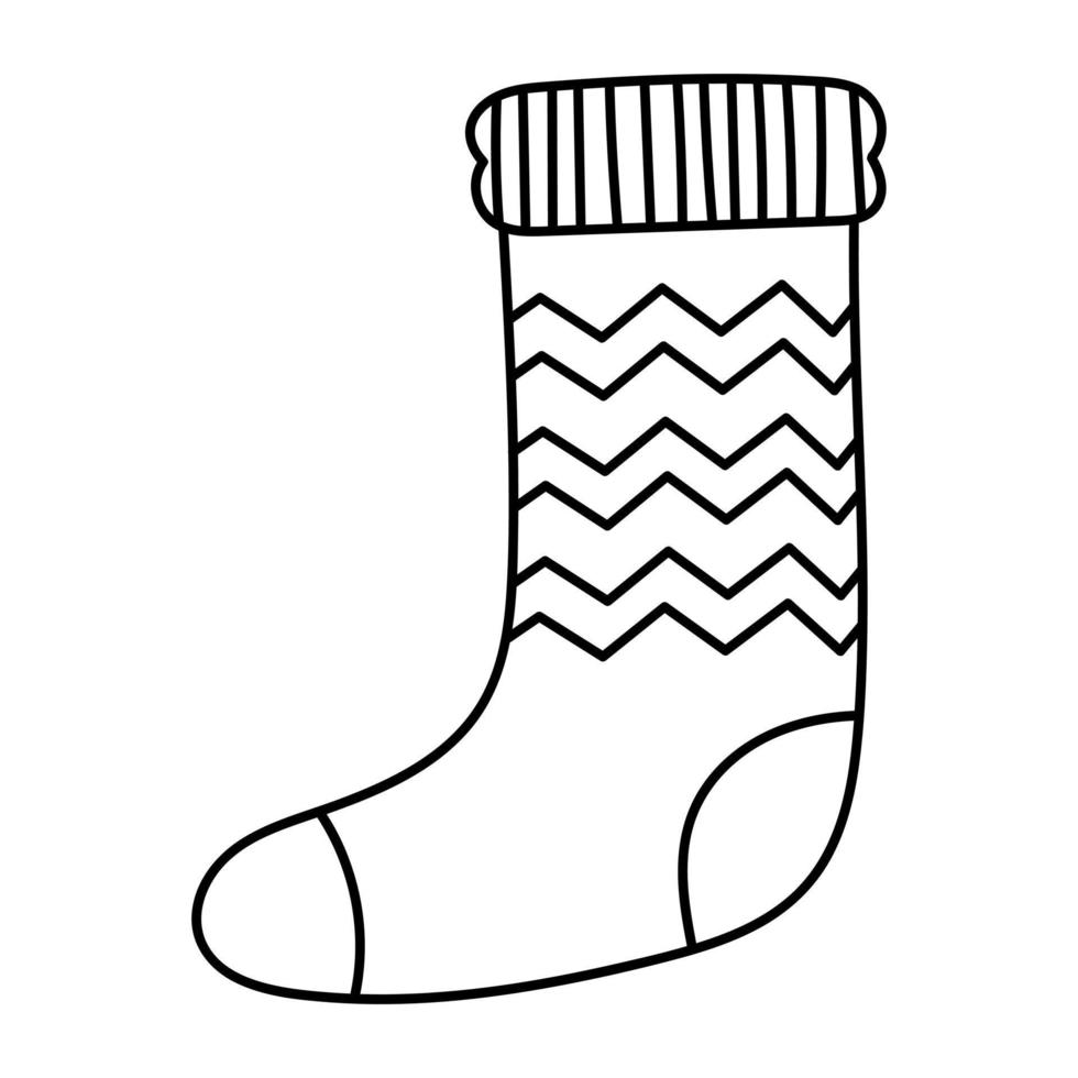 doodle meia de natal quente com padrão vetor