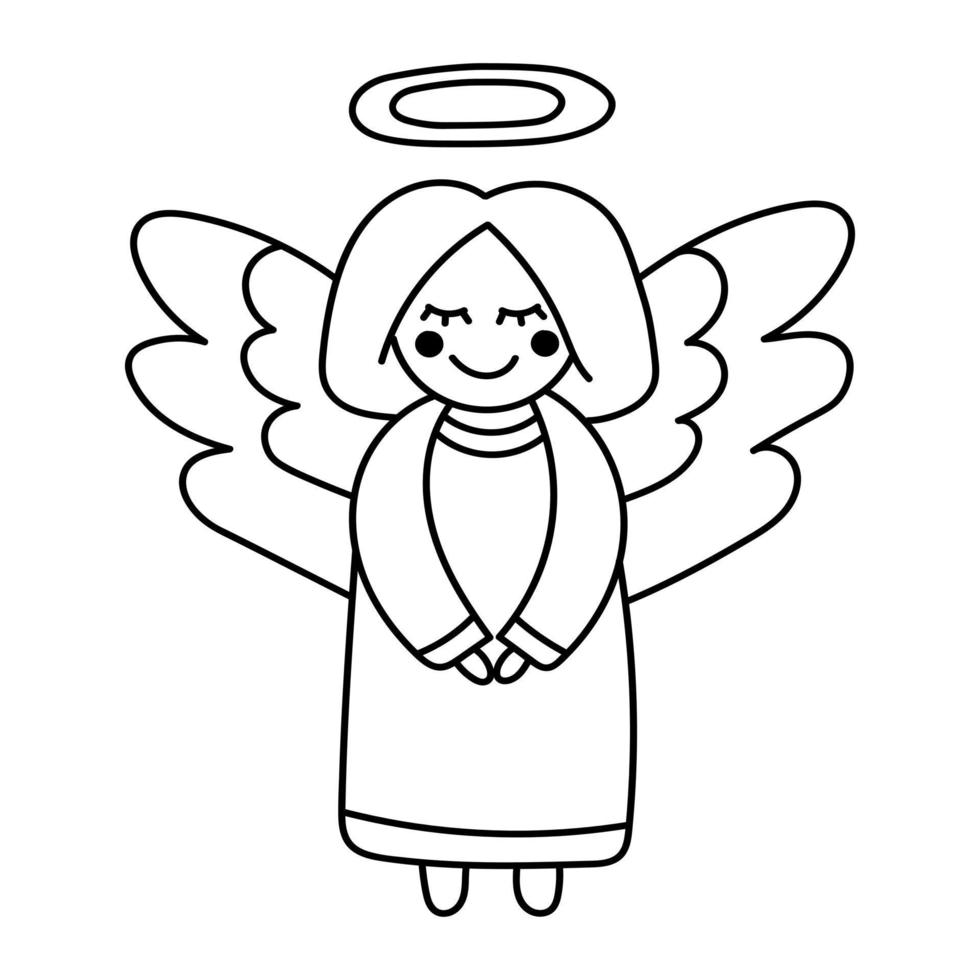 anjo adesivo doodle para natal, páscoa e aniversário vetor