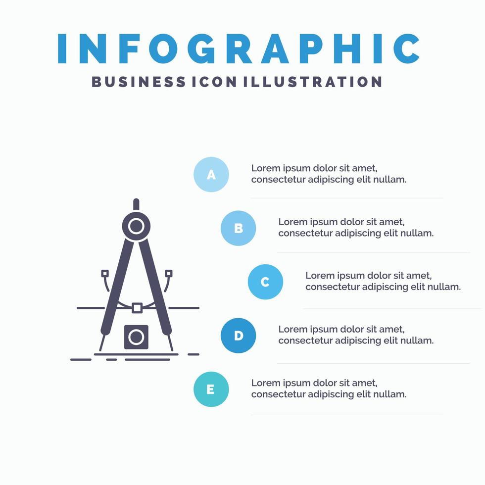 Projeto. a medida. produtos. refinamento. modelo de infográficos de desenvolvimento para site e apresentação. ícone de glifo cinza com ilustração em vetor estilo infográfico azul.