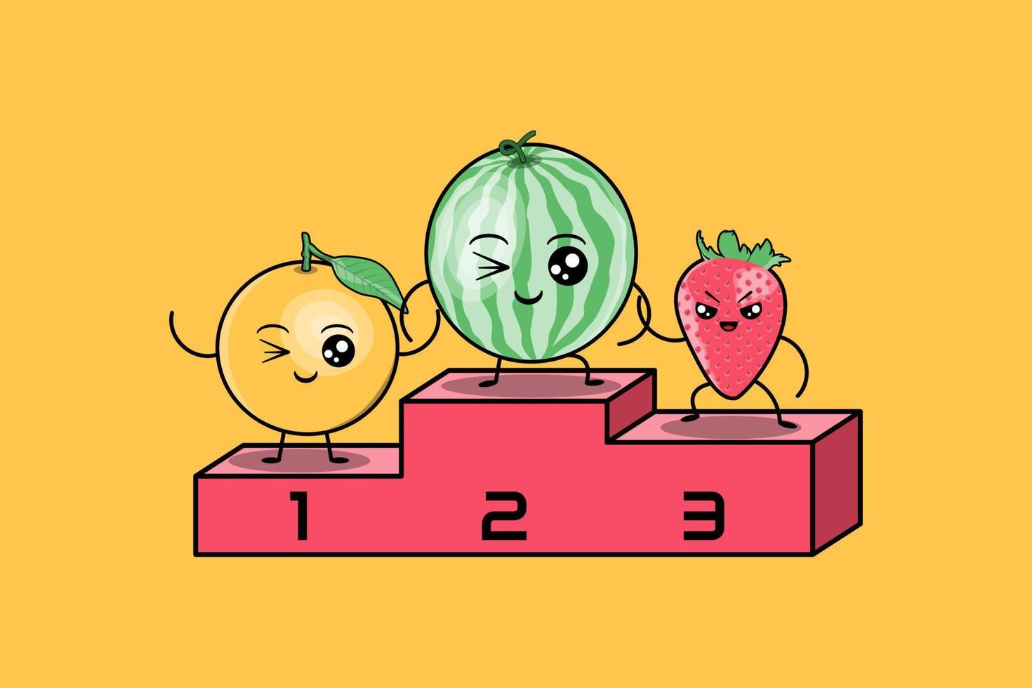 vetor de personagens de desenhos animados de frutas coloridas kawaii bonito conjunto com muitas expressões