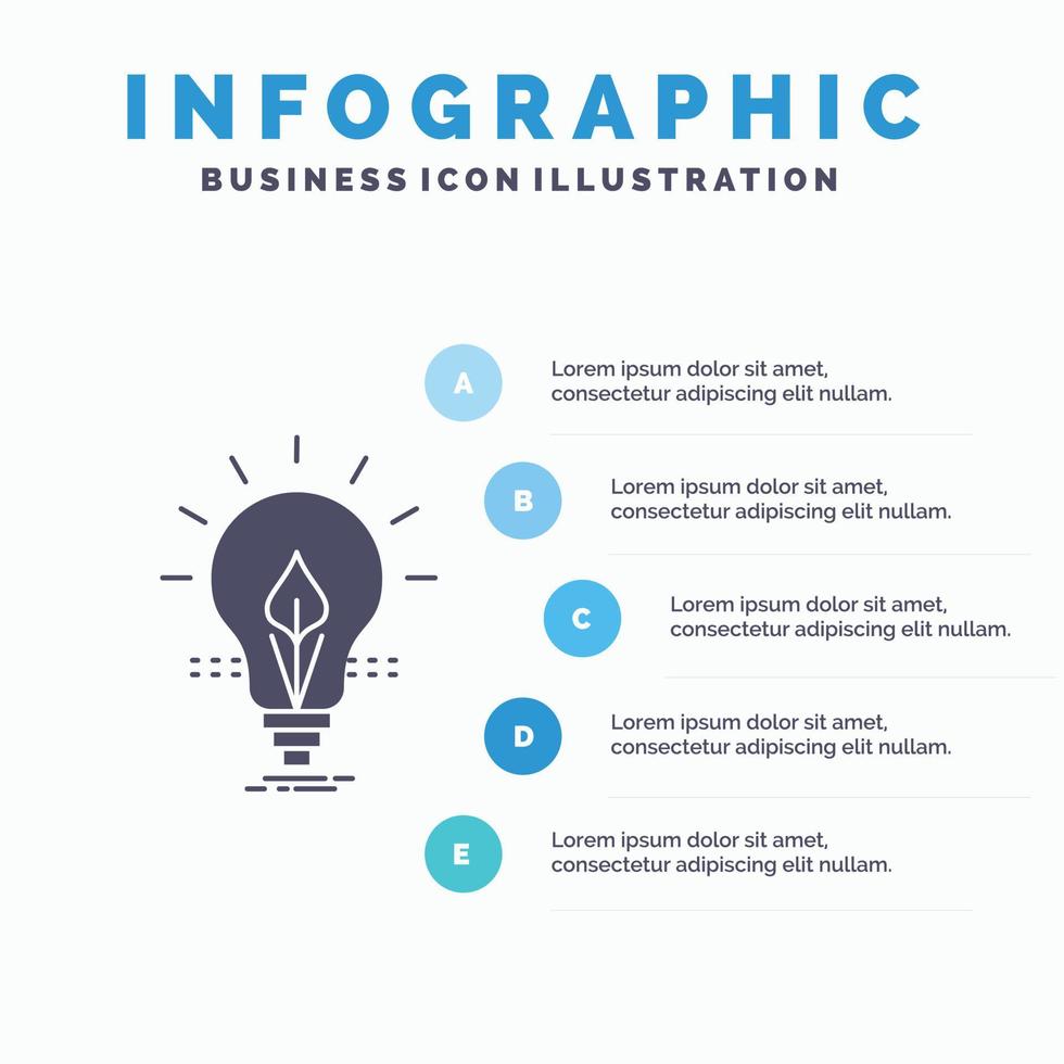 lâmpada. idéia. eletricidade. energia. modelo de infográficos de luz para site e apresentação. ícone de glifo cinza com ilustração em vetor estilo infográfico azul.