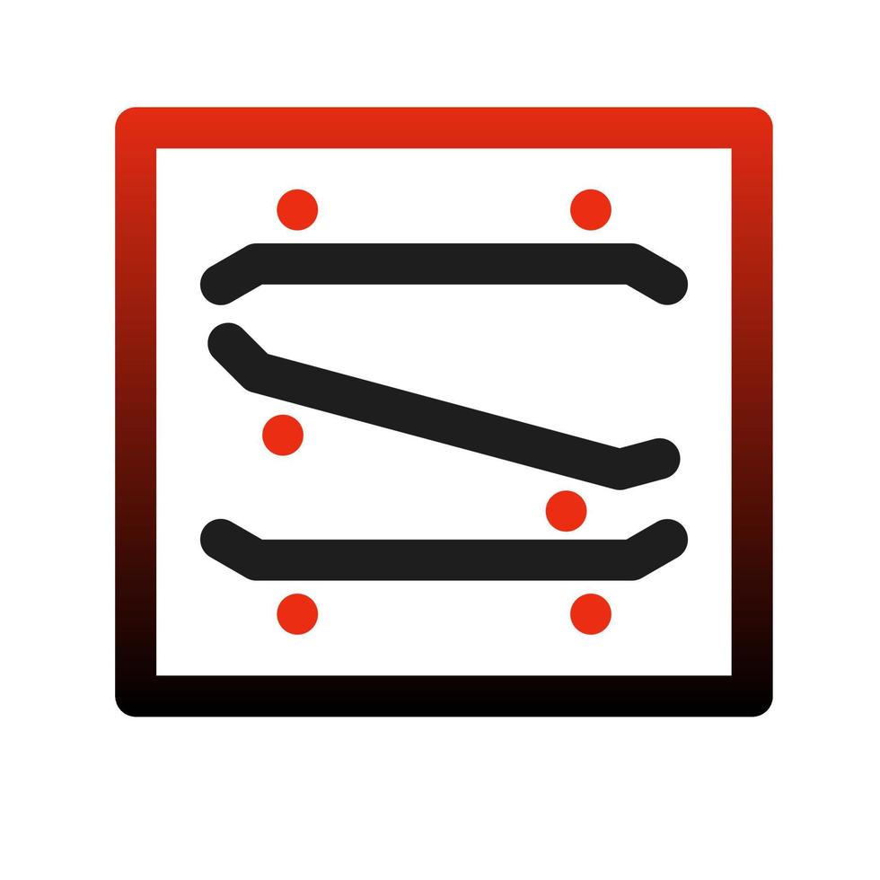 o logotipo da letra s é composto por 3 ícones de skate em diferentes posições. gradação de vermelho e preto para o quadro. fundo branco. vetor