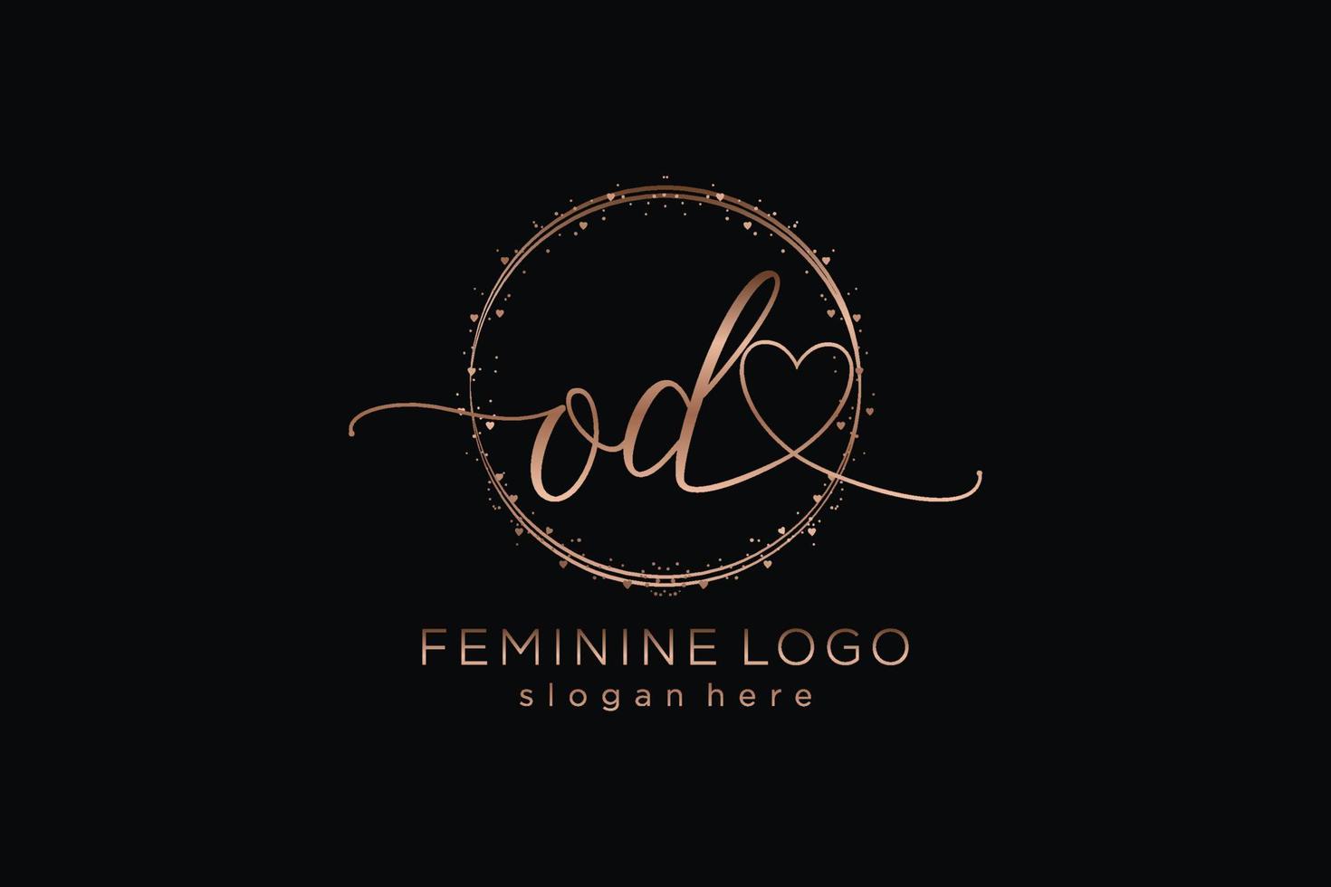 logotipo inicial de caligrafia od com logotipo de vetor de modelo de círculo de casamento inicial, moda, floral e botânico com modelo criativo.