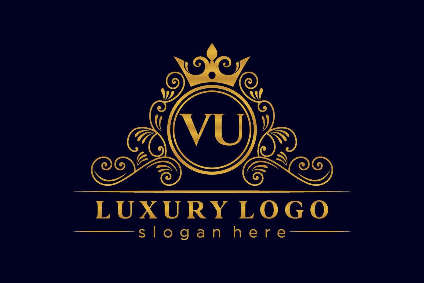 vu letra inicial ouro caligráfico feminino floral mão desenhada monograma heráldico antigo estilo vintage luxo design de logotipo vetor premium