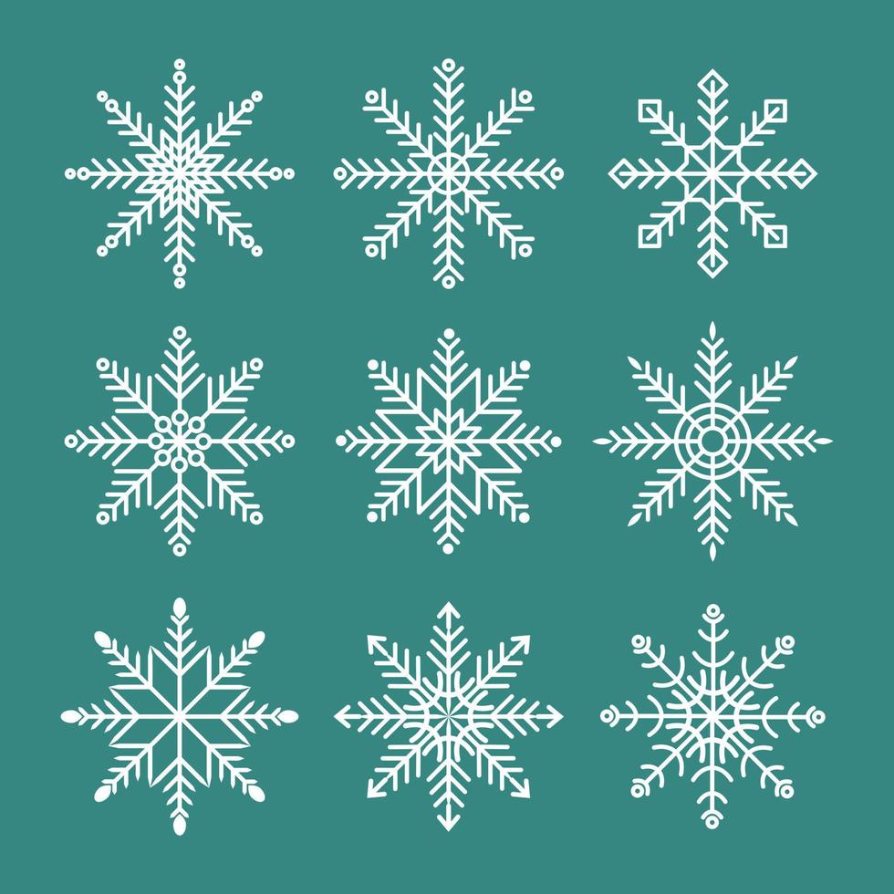 design de pacote de elementos de conjunto de floco de neve vetor