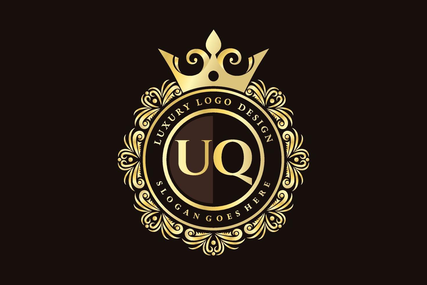 uq letra inicial ouro caligráfico feminino floral mão desenhada monograma heráldico antigo estilo vintage luxo design de logotipo vetor premium