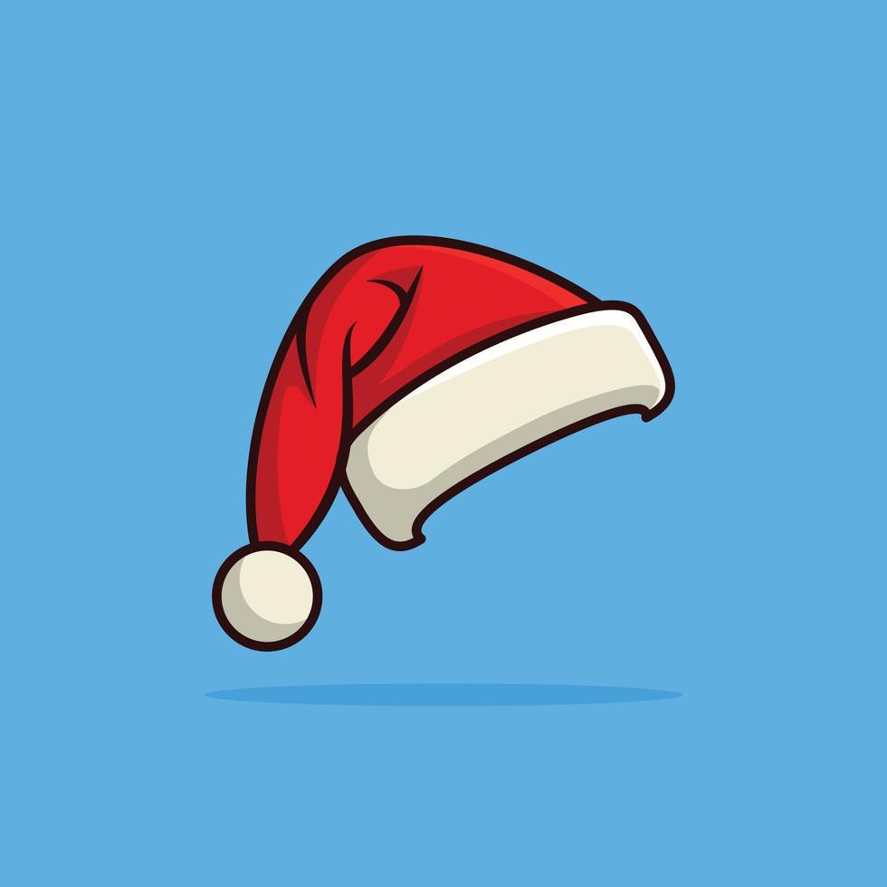 boné de papai noel, ícone de chapéu de natal, símbolo, design. ilustração vetorial de inverno vetor