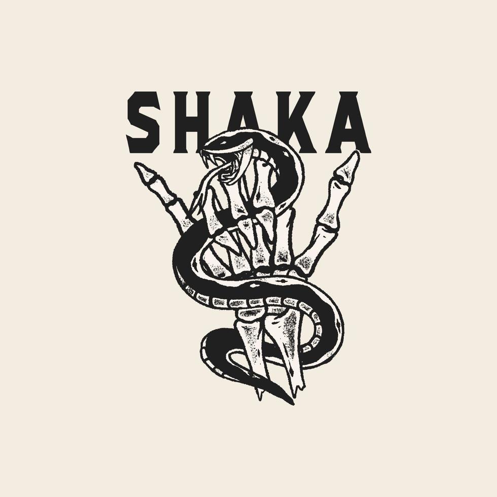 mão de esqueleto mostrando sinal de shaka com cobra vetor