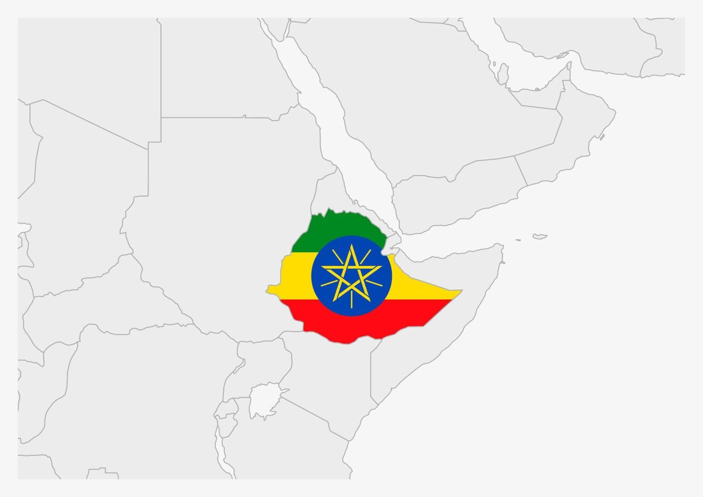 mapa da etiópia destacado nas cores da bandeira da etiópia vetor