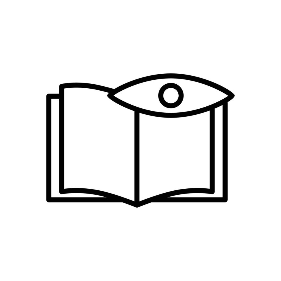 ilustração de ícone de linha de livro aberto com o olho. ilustração de ícone relacionada a ver, ler. design vetorial simples editável. vetor
