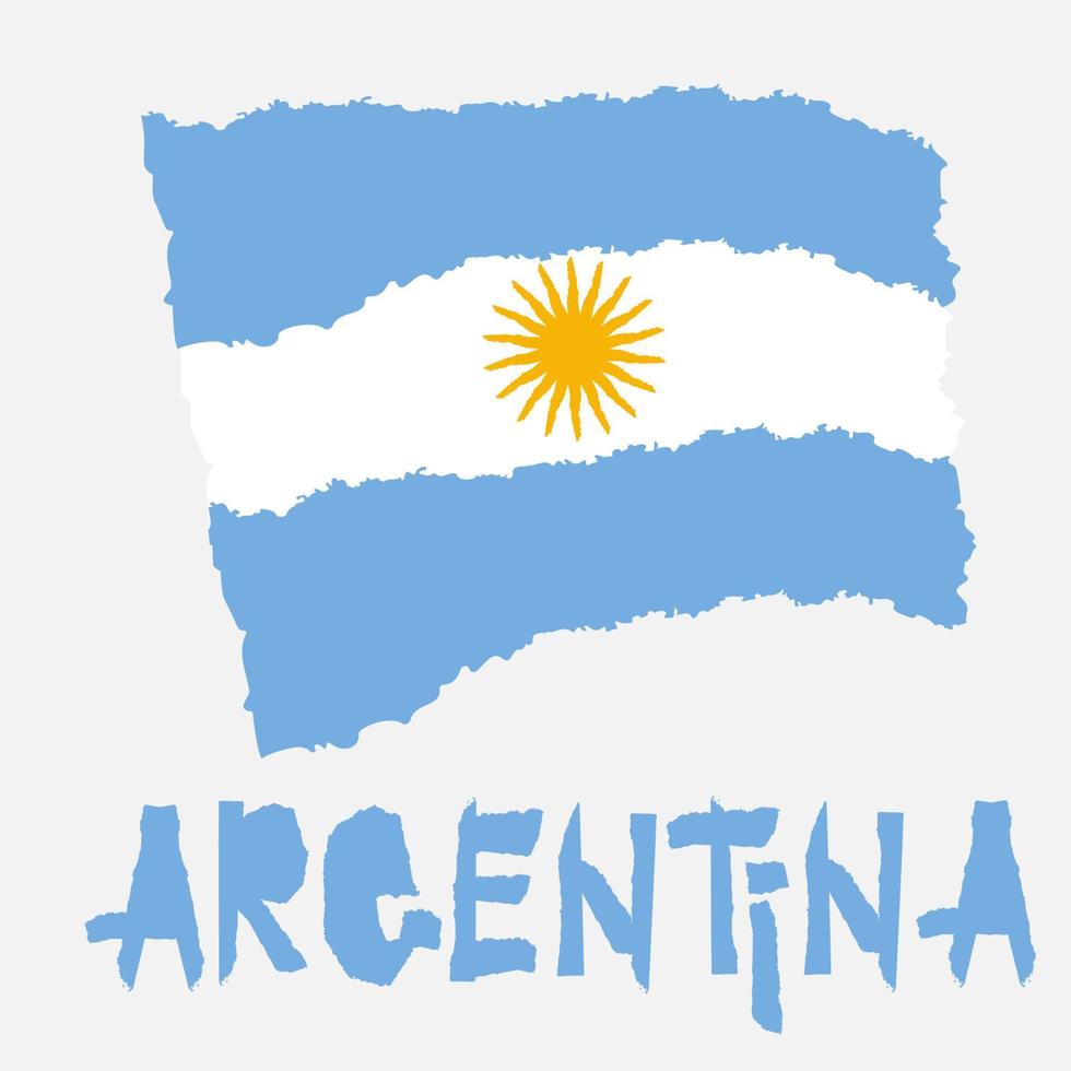 bandeira nacional vintage da argentina em estilo de textura grunge de papel rasgado. fundo do dia da independência. isolado no branco boa ideia para distintivo retrô, banner, design gráfico de t-shirt. vetor