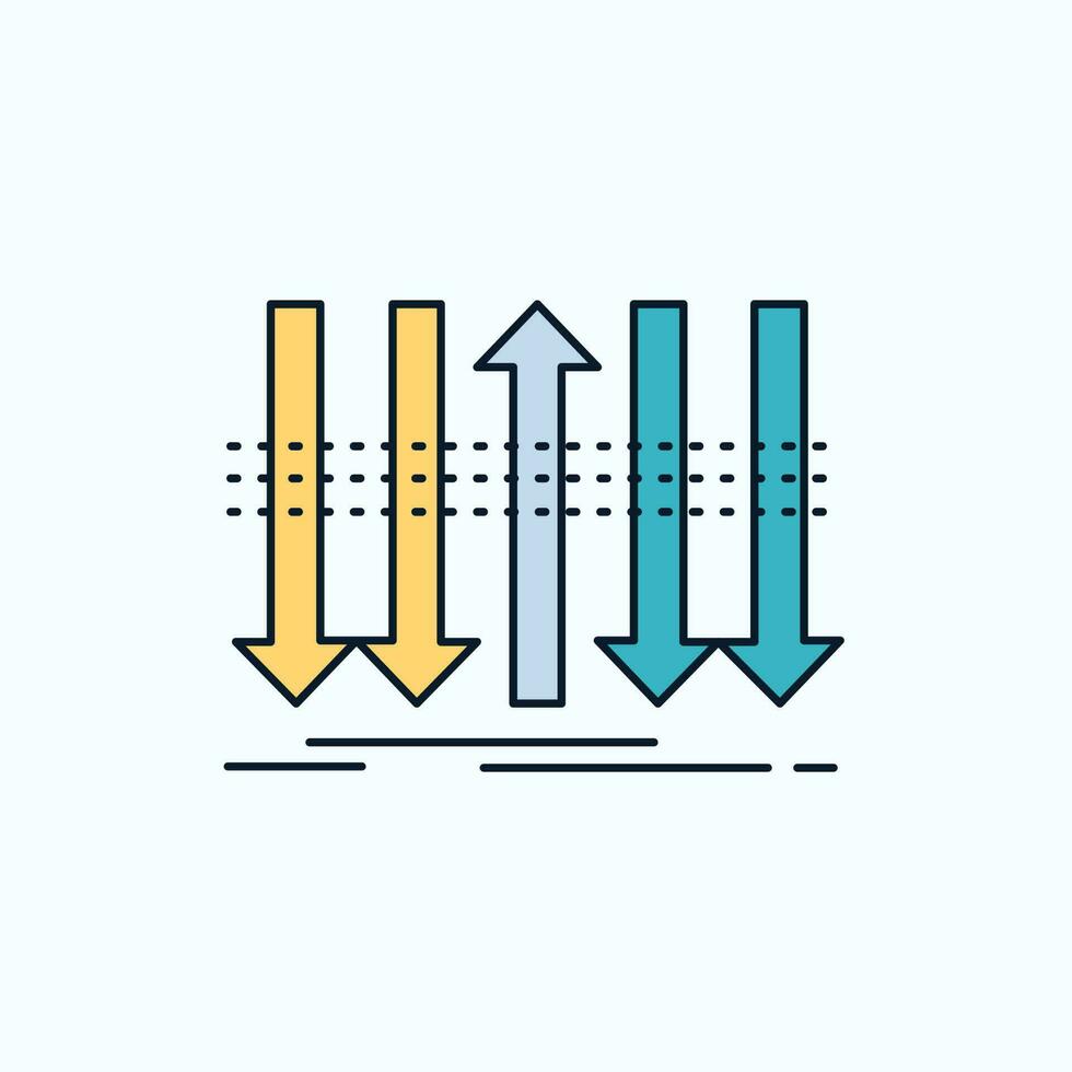 flecha. o negócio. distinção. frente. ícone plano de individualidade. sinal verde e amarelo e símbolos para site e aplicativo móvel. ilustração vetorial vetor