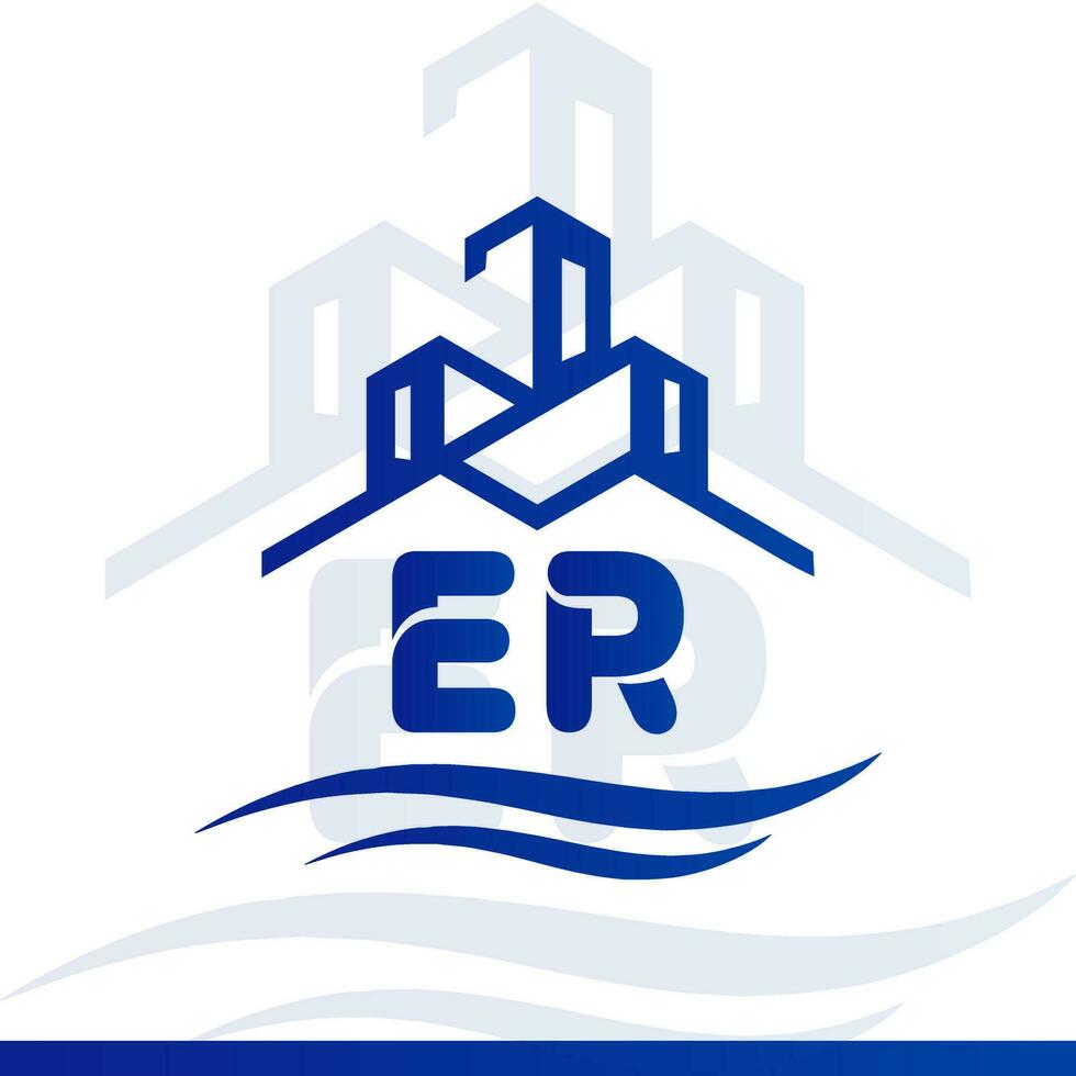 logotipo imobiliário azul para sua empresa e design de logotipo do youtube vetor